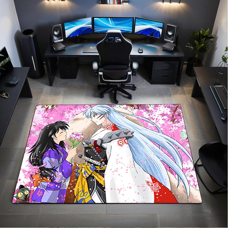Inuyasha Vs Sesshomaru Carpet Office Decorative Carpet For Living Room Bedroom Door Mat Floor Rug Computer Chair Area Rug holiday gift