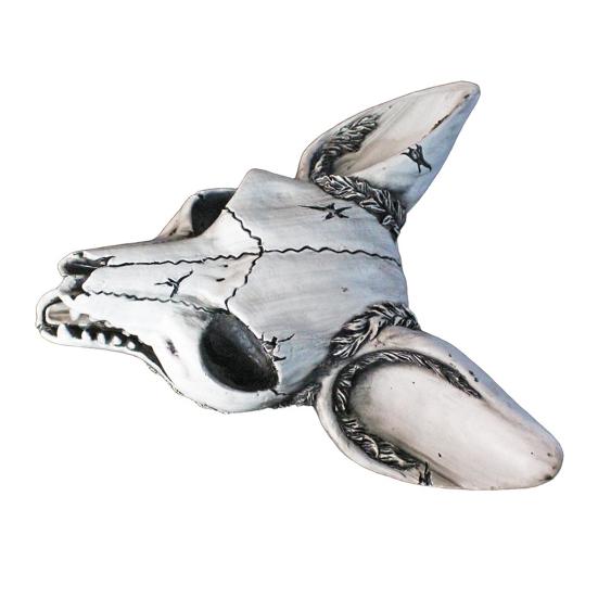 3D Fox Skull Wall Sculpture Home Office Living Room Wall Art Decoration Halloween Spooky Animal Skull Resin Figurine Statue Wall Ornament