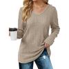 Женская туника-свитер с V-образным вырезом и длинным рукавом, однотонная, ребристая, повседневная, облегающая, трикотажная