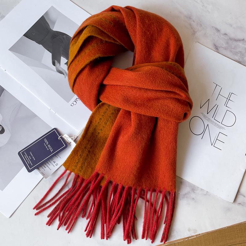 100 Wool Scarves Men's Winter Dark Blue Plaid Cashmere Scarf High-end Gift Boyfriend Dad Double-sided Shawl