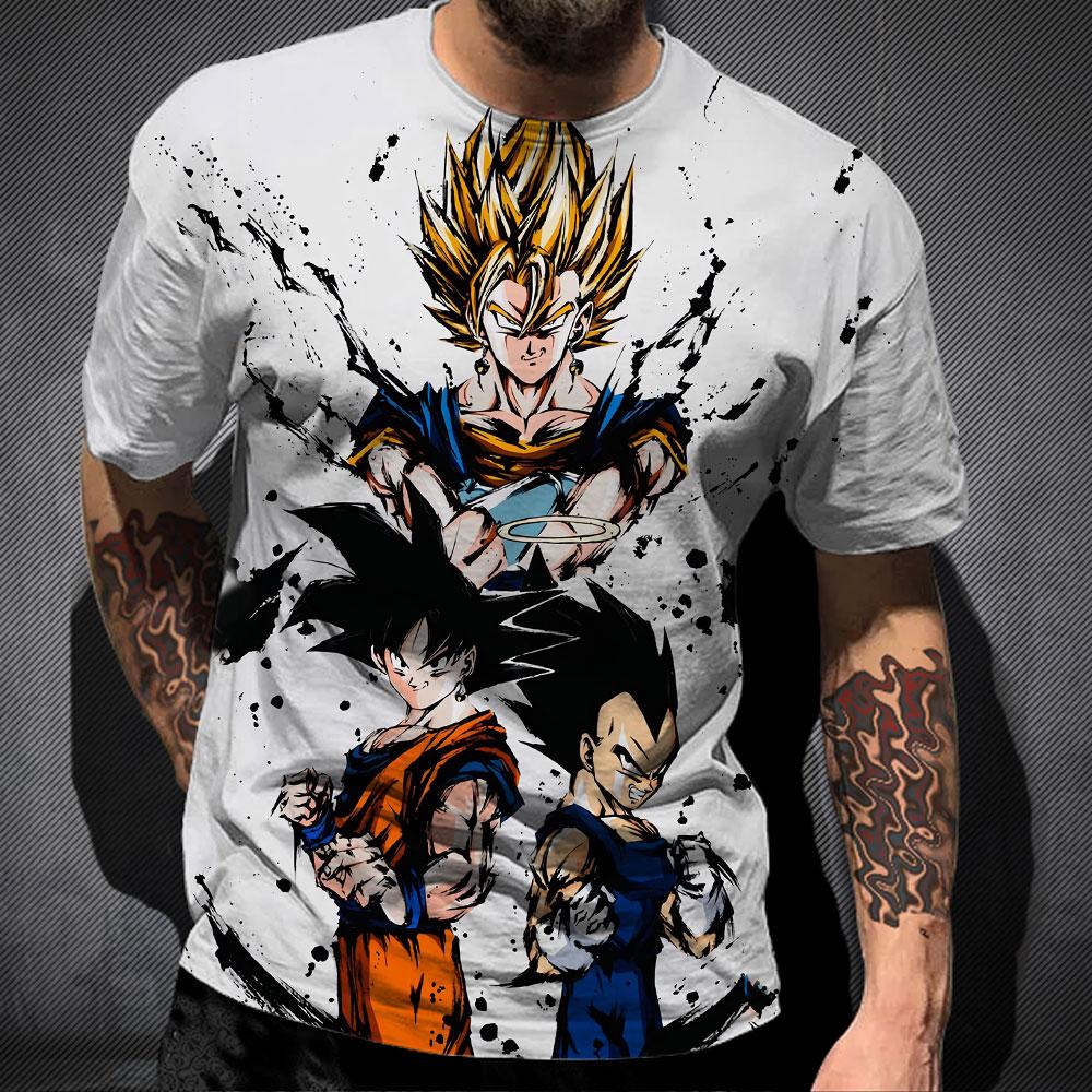 Мужская одежда Dragon Ball Z Футболка Оверсайз Футболка Аниме Dragon Ball Футболки Сон Гоку Топы Супер Сайян Футболка Одежда для Мальчиков