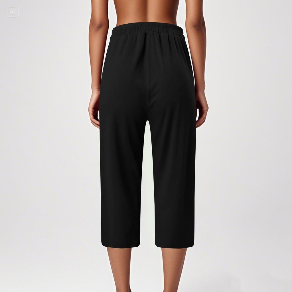 Женские модные летние спортивные штаны для йоги, повседневные, однотонные, с карманами, до колен