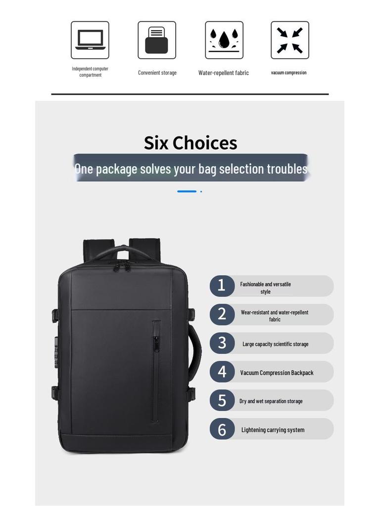 Расширяемый рюкзак для деловых поездок с отделением для ноутбука и разделением на влажное и сухое