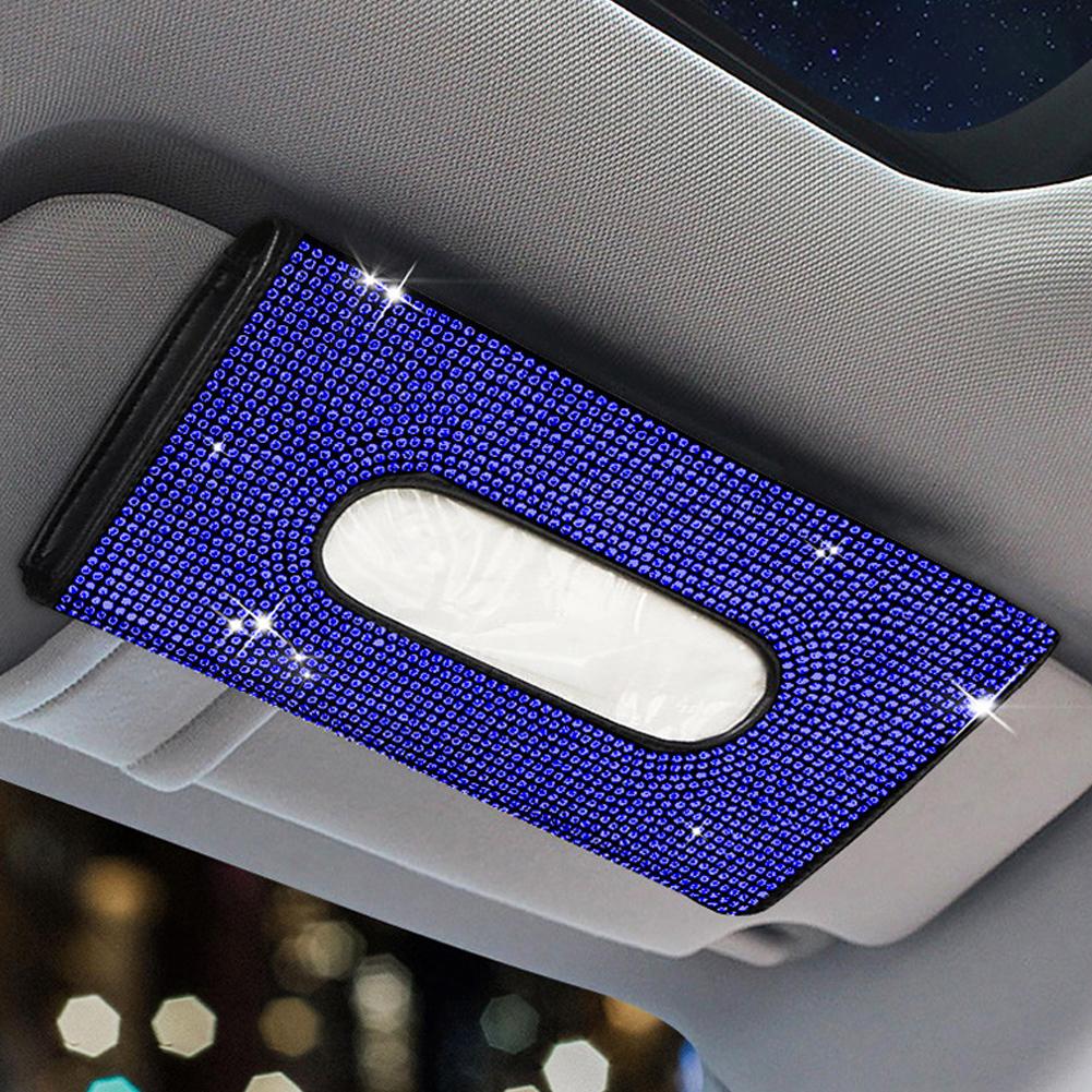 Bling Bling Diamond Автомобильный козырек Держатель для салфеток Подвесной кожаный чехол для бумажного полотенца со стразами и стразами для женщин Автомобильные аксессуары
