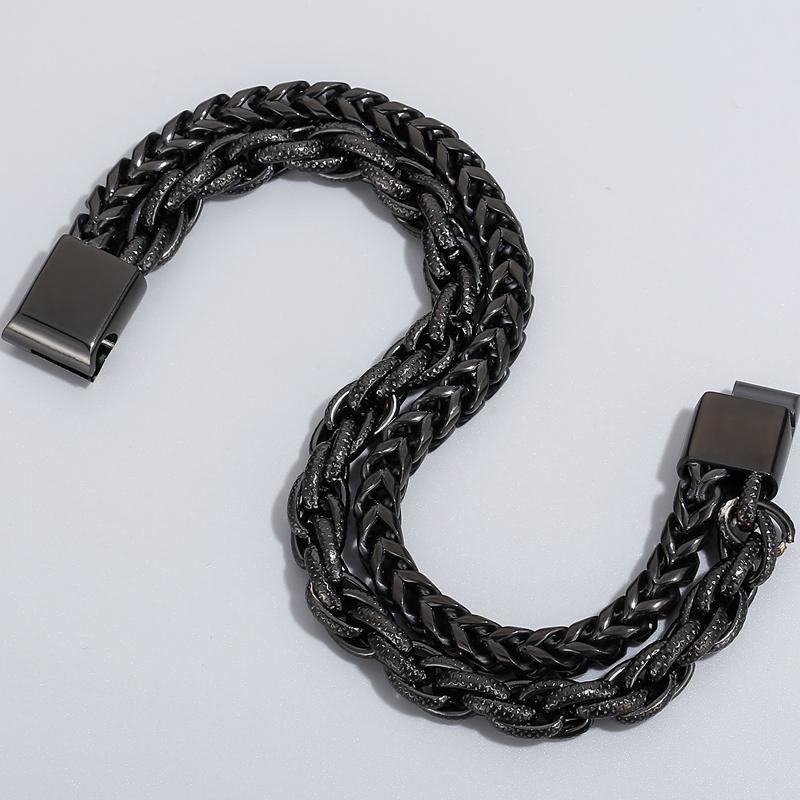 Двухслойная цепочка шириной 12 мм, мужской браслет, мужской браслет золотого цвета из нержавеющей стали, металлический браслет на руку, ювелирные изделия дружбы