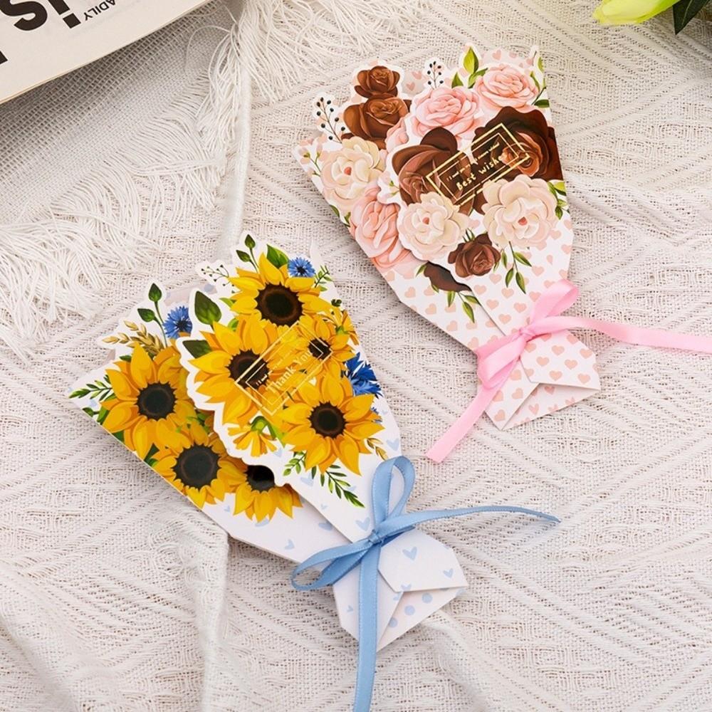 Sunflower/Rose/Carnation/Lily Greeting Card 3D Invitation Card Wedding