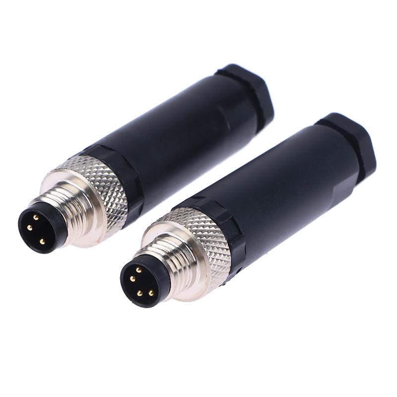 Разъем датчика M8, водонепроницаемый, штекер и гнездо, резьбовая муфта, 3-контактный фланцевый разъем, заднее крепление