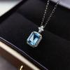 Прямоугольная имитация морского голубого топаза, цветное сокровище, нежная цепочка на ключицы, простое ожерелье с кристаллами для женщин, свадебные украшения
