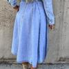 Single-Breasted High Waist Denim Dress Shrink-resistant Lapel Belt Long Sleeve Women Midi Dress Streetwear