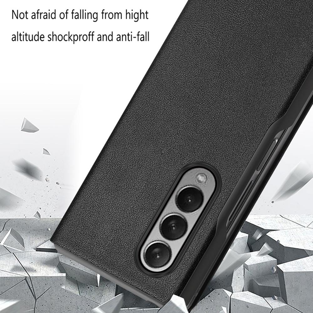 Кожаный чехол-кобура с откидной крышкой для Samsung Z Fold 3 4, обычная кожа, ограниченная серия, цветная полоска с защитой от падения, все включено, корпус из воловьей кожи
