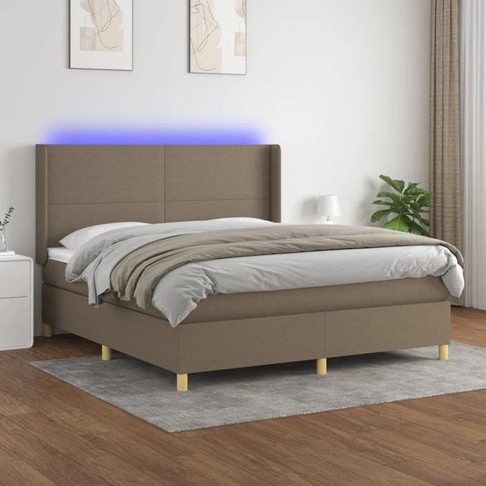 Maison Exclusive - Sommier à lattes de lit matelas et LED Taupe 180x200 cm Tissu