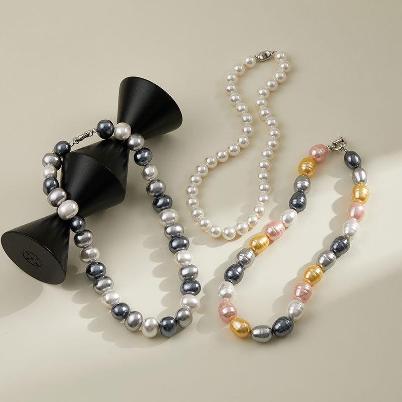 Набор барочных ожерелий и браслетов из жемчуга - Высококачественные медные аксессуары для осени/зимы