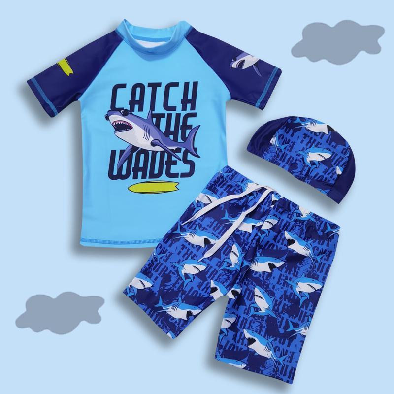 2023 Boys' Quick-Dry Swimwear Set: Split Style Swimsuit with Trunks for Children, Available In Small, Medium, Large