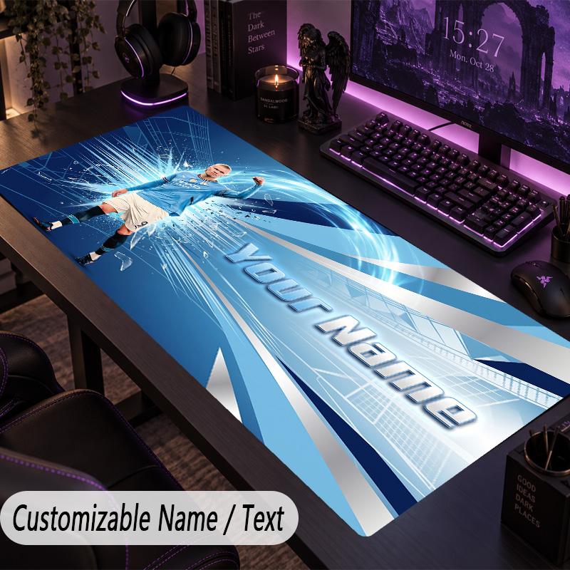 Large Mouse PadErling Haaland Custom Name Text Personalized Desk Mat Non Slip Gaming Pad