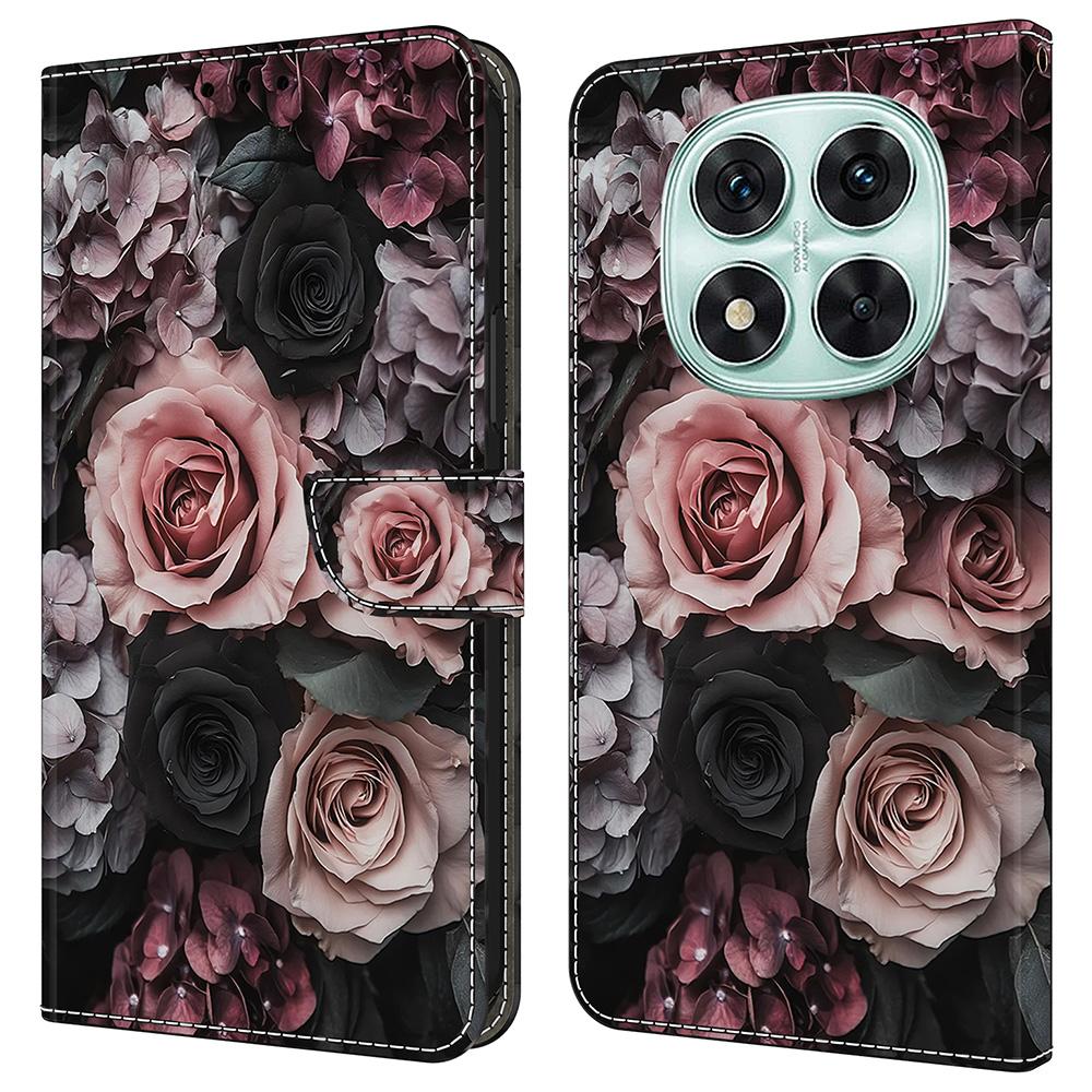 Для Xiaomi Redmi Note 14 Pro 5G/Poco X7 5G Кожаный чехол с печатью узора Кошелек Подставка Флип-чехол для телефона