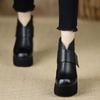 Женские ботильоны осенние винтажные модные на платформе с увеличением высоты короткие ботинки уличные нескользящие износостойкие туфли на танкетке