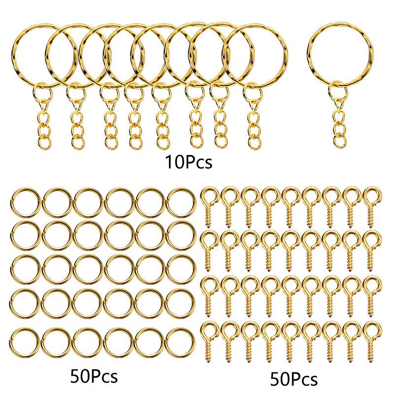 110/220Pcs Keychain Kits Key Chain Jump Rings DIY Accessories Eye Pins Epoxy Resin Key Ring Jewelry Making