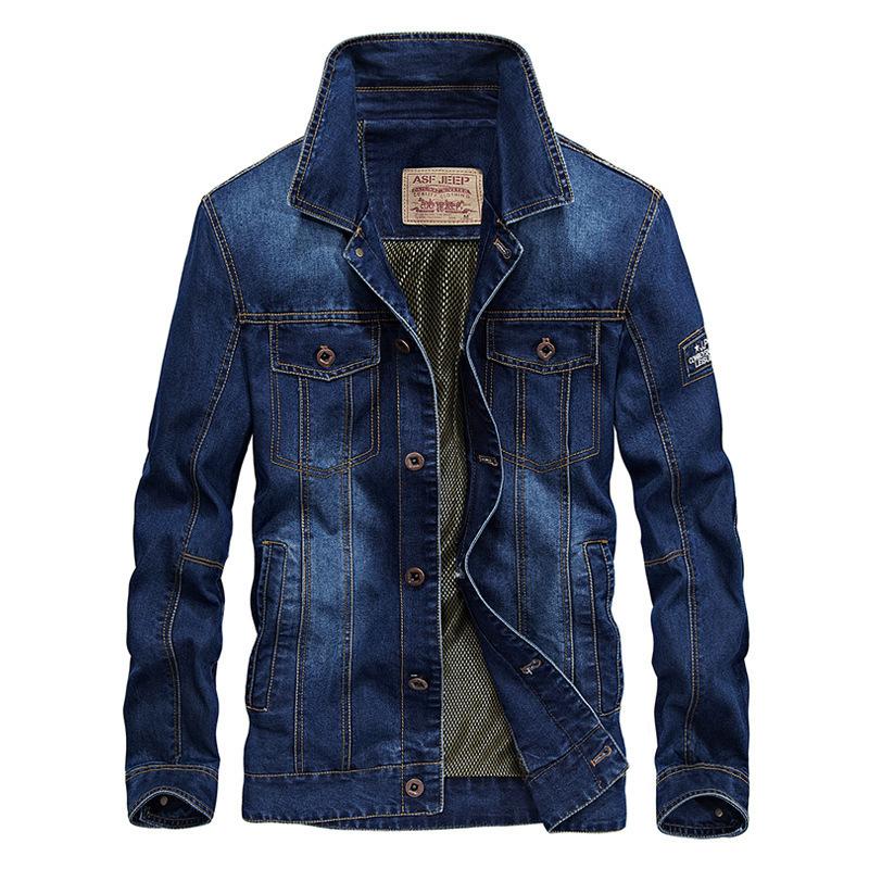 Spring And Autumn Men's Loose Size Simple Casual Work  Jeans Jacket
