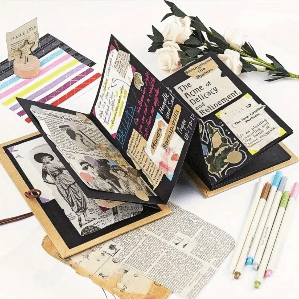 Adhesive Style Folding Photo Album Retro Diy Photo Album Accordion Photo Album Travel Journal