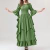 Women's Vintage Solid Color Lace Collar 3/4 Sleeve Cos Dress