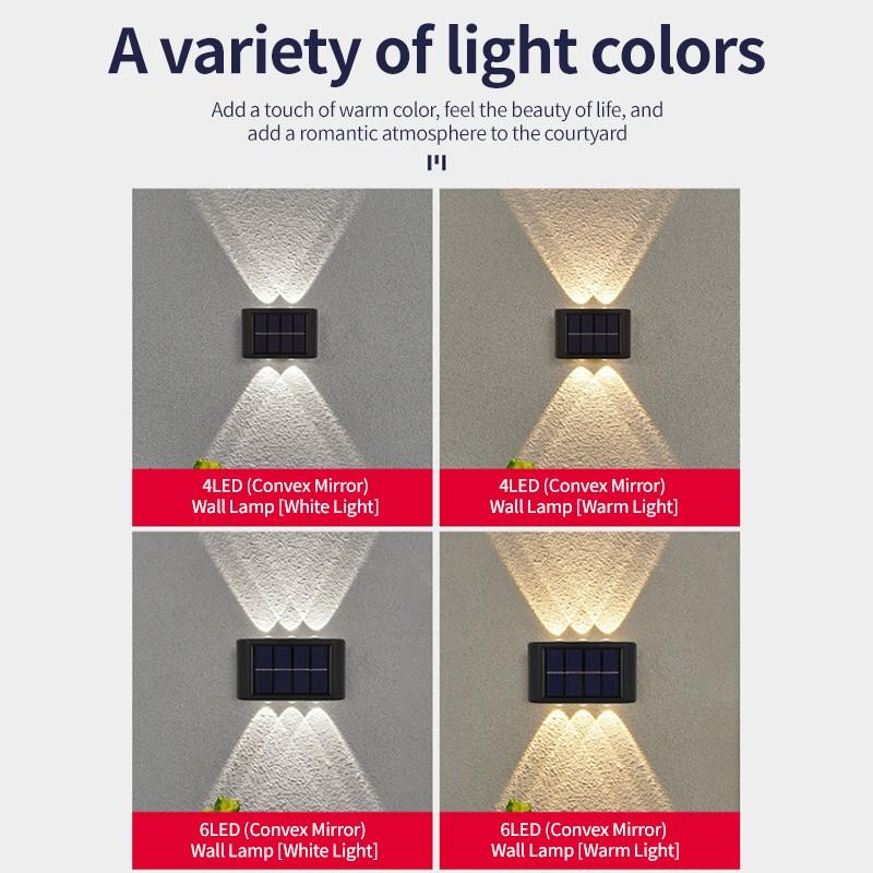 4/6/10 LED Solar Wall Lamp Outdoor Waterproof Up And Down Luminous Lighting Garden Decoration Solar Lights Stairs Fence Sunlight Lamp
