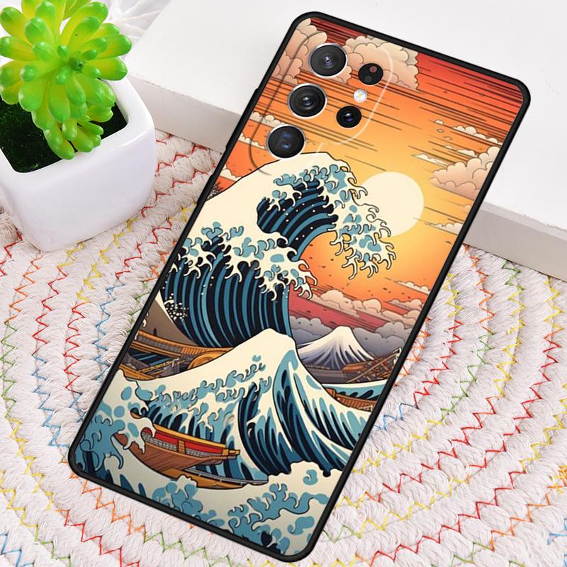 Японский паб Волна Аниме Арт Силиконовый чехол для телефона для Samsung Galaxy note 10 pro S26 S25 S24 S23 S22 S21 Plus S25Ultra Capa Чехол
