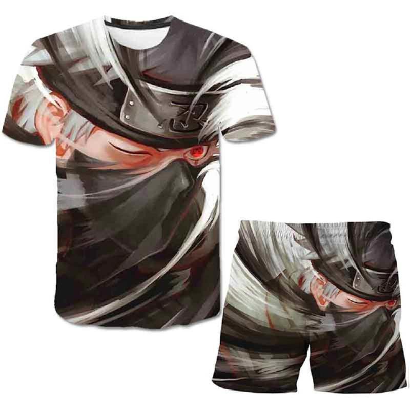Модная 3D одежда, детский комплект из 2 предметов с принтом Наруто + шорты, брючная одежда, одежда для детей 4–14 лет, костюм с короткими рукавами для мальчиков, наряд