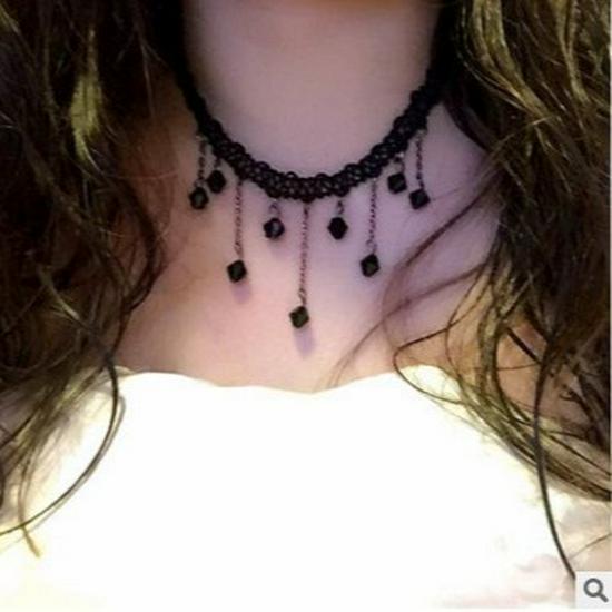 Ожерелье на ключицу из бархатного кружева - женское чокер в стиле панк-лолита