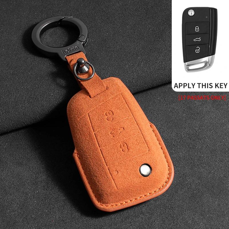 Замшевый чехол-накладка для ключа автомобиля, брелок для VW Volkswagen Golf 7 MK7 Tiguan MK2 для Ateca Leon FR Ibiza Skoda Octavia Kodiaq