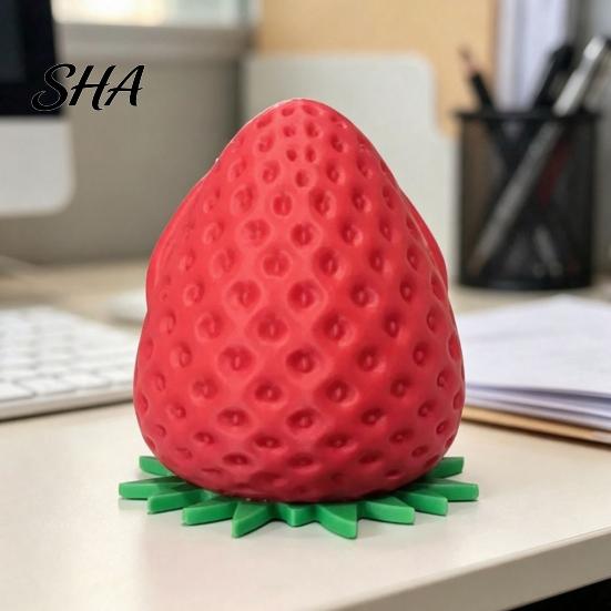 Cute Strawberry Storage Box 3D Printed Articulated Box, Figurine with Funny Desktop Ornaments Movable Limbs, Mini Trinket Holder Ornament for