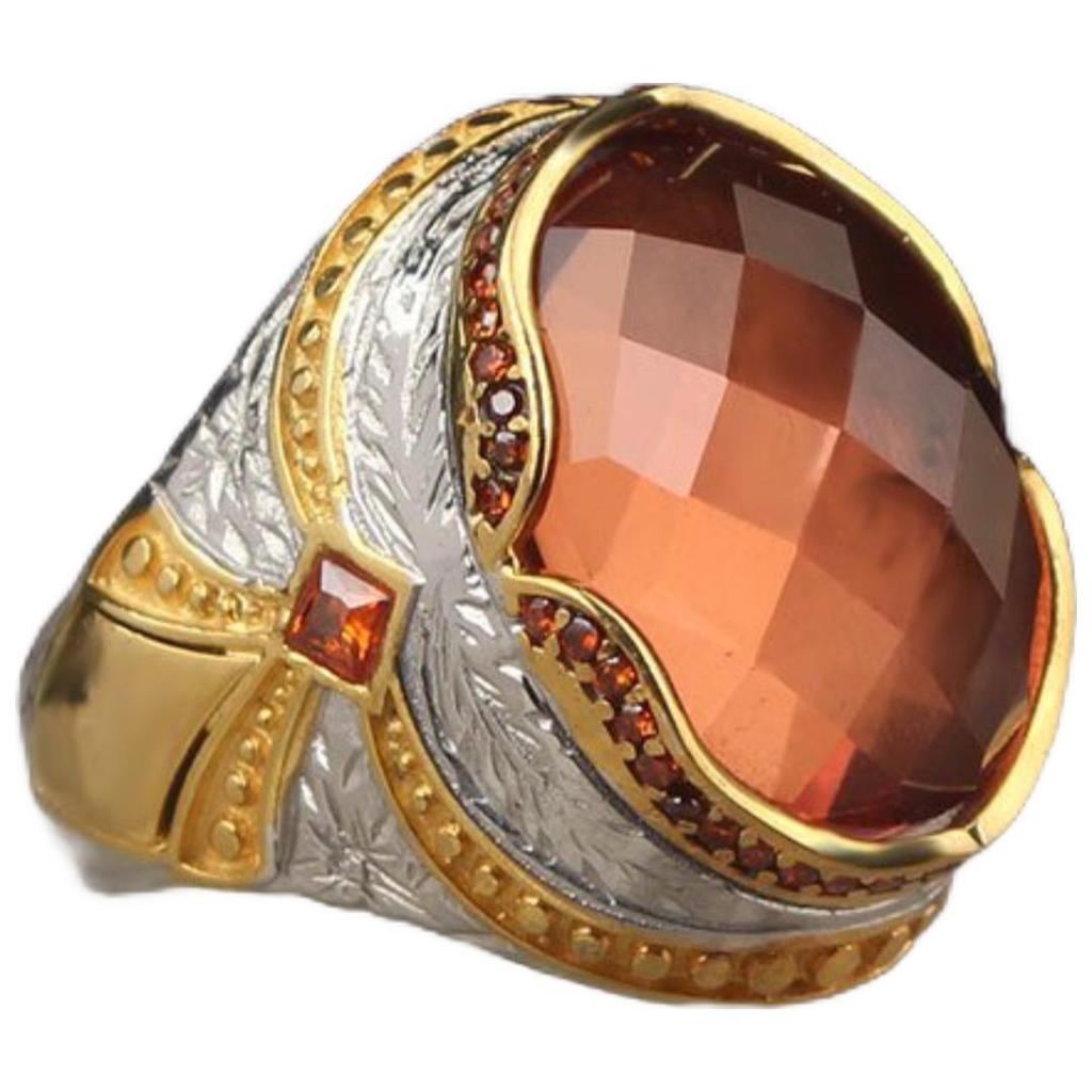 Серебряное мужское кольцо середины века 925 Серебряный аксессуар с каменным подарком мужу