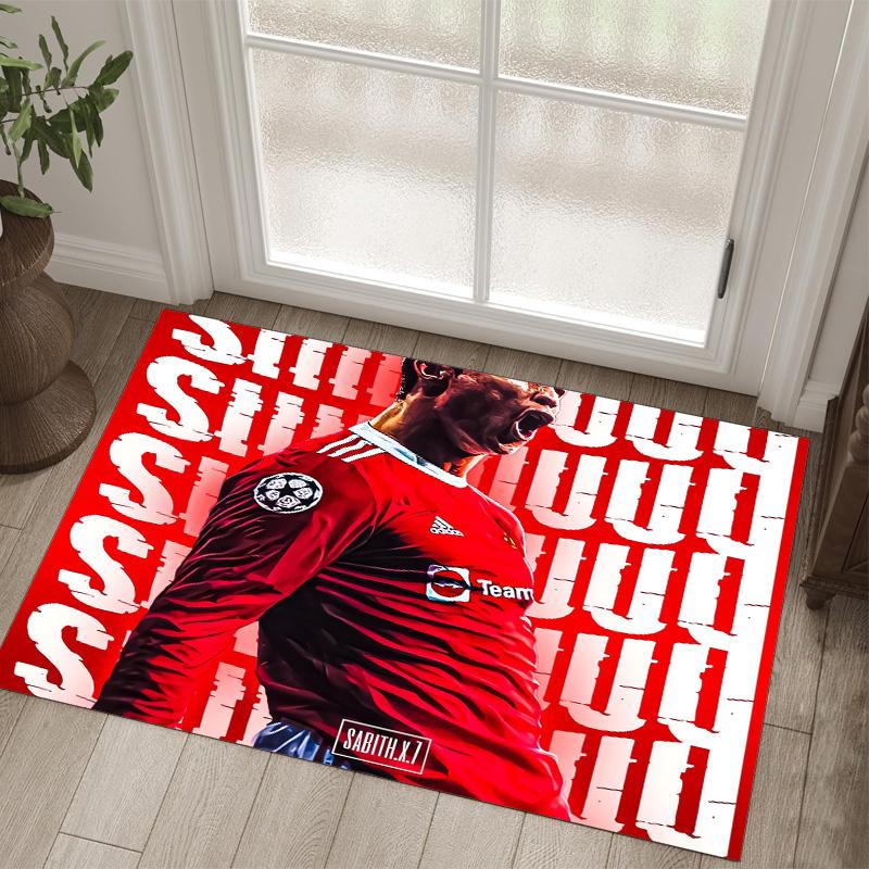 Cristiano Ronaldo Design Crystal Velvet Carpet Cozy Non?Slip Printed Rug For Bedroom Living Room Entrance