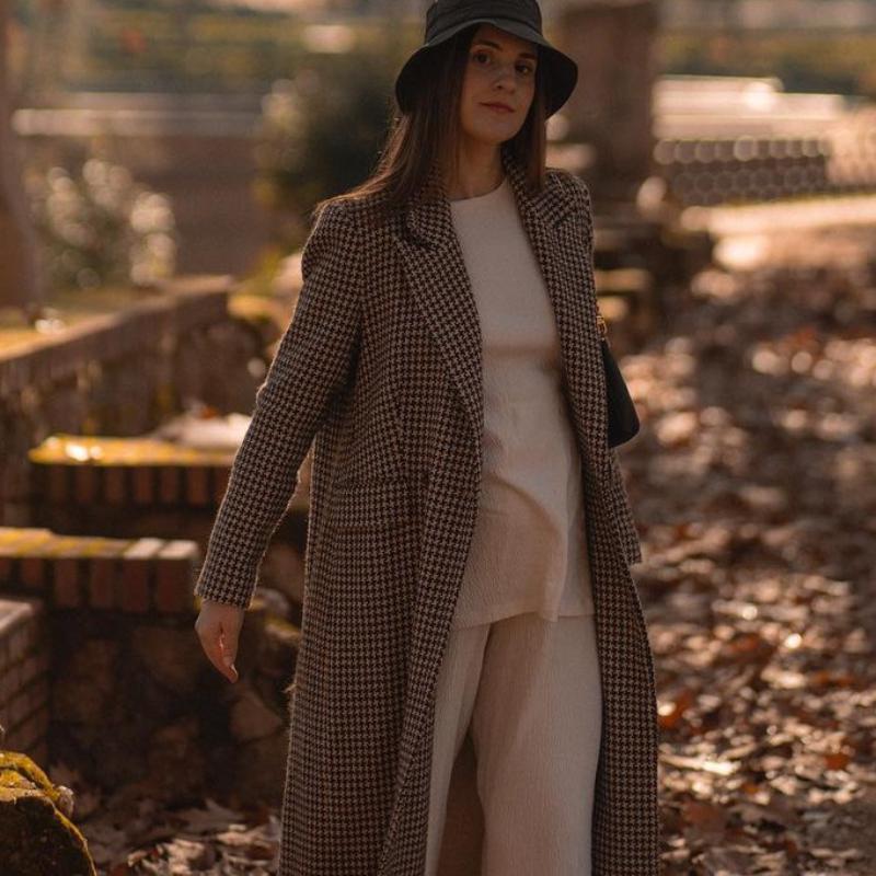 Модные клетчатые пальто женские свободные лацканы с пуговицами и длинным рукавом женское пальто элегантная осенне-зимняя модная женская верхняя одежда