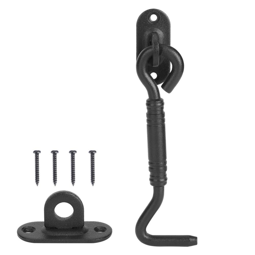 Stainless Steel Barn Door Lock Black Hook Eye Latch Accessory Sliding Door Latch Cabinet Doors