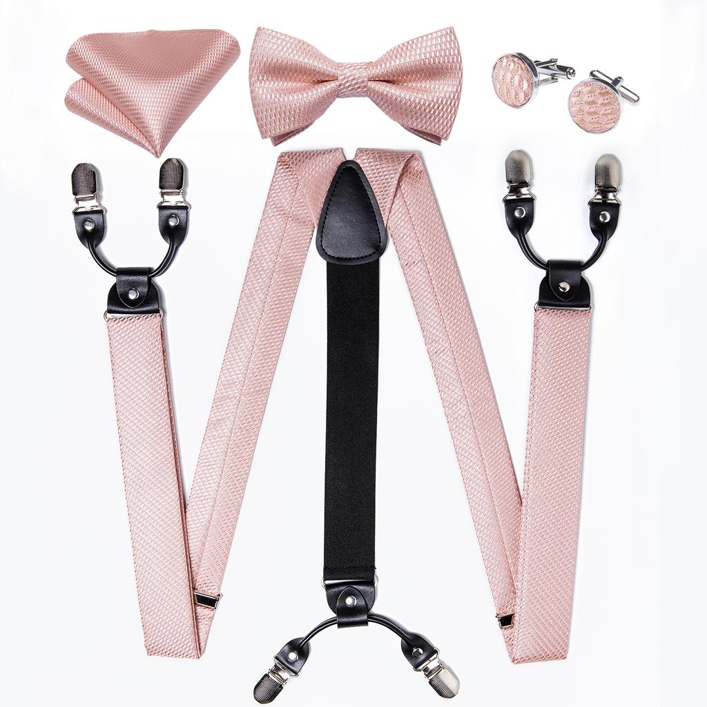Dibangu Мужские подтяжки, регулируемые подтяжки, галстук-бабочка, карманные квадратные запонки, набор для мужчин, ширина 3,5 см, эластичные
