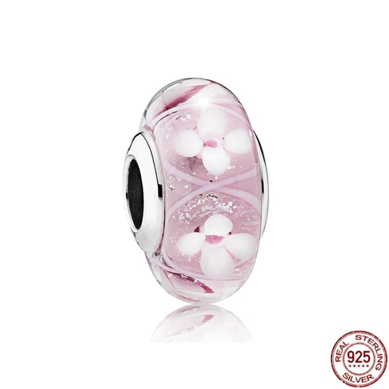 Новые поступления 925 стерлингового серебра розового желтого синего белого цвета мини муранское стекло шарм бусины подходят оригинальный браслет Pandora ювелирные изделия