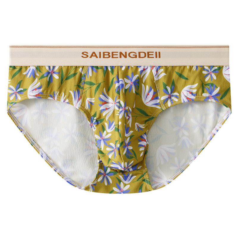 Мужское нижнее белье из чистого хлопка, дышащие трусы, розовое, милое, с цветочным принтом, сексуальное