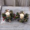Christmas Candle Ring Artificial Pine Needle Pinecone Berries Garland Rustic Festive Candle Wreath