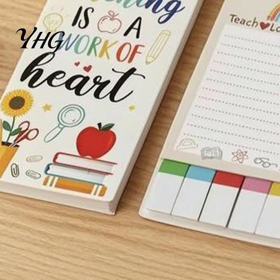 Cartoon Paper Notes for Planning Teacher Themed Sticky Notepads Set, Campus Theme Smooth Thick Notes, Office Message Pads Desk Creative Index Stickers