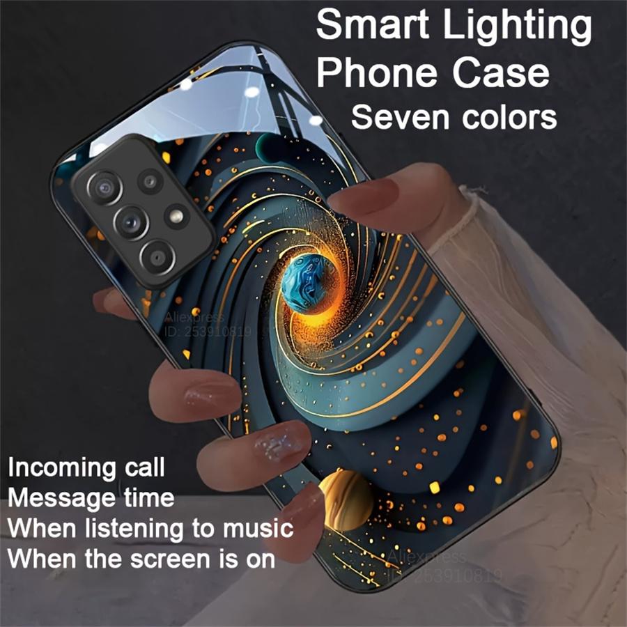 Звездное Небо Цветной Светящийся Чехол Для Телефона Для Samsung S25 S24 S23 S22 S21 Ultra Plus FE Note 20 Ultra Светодиодный Космический Чехол