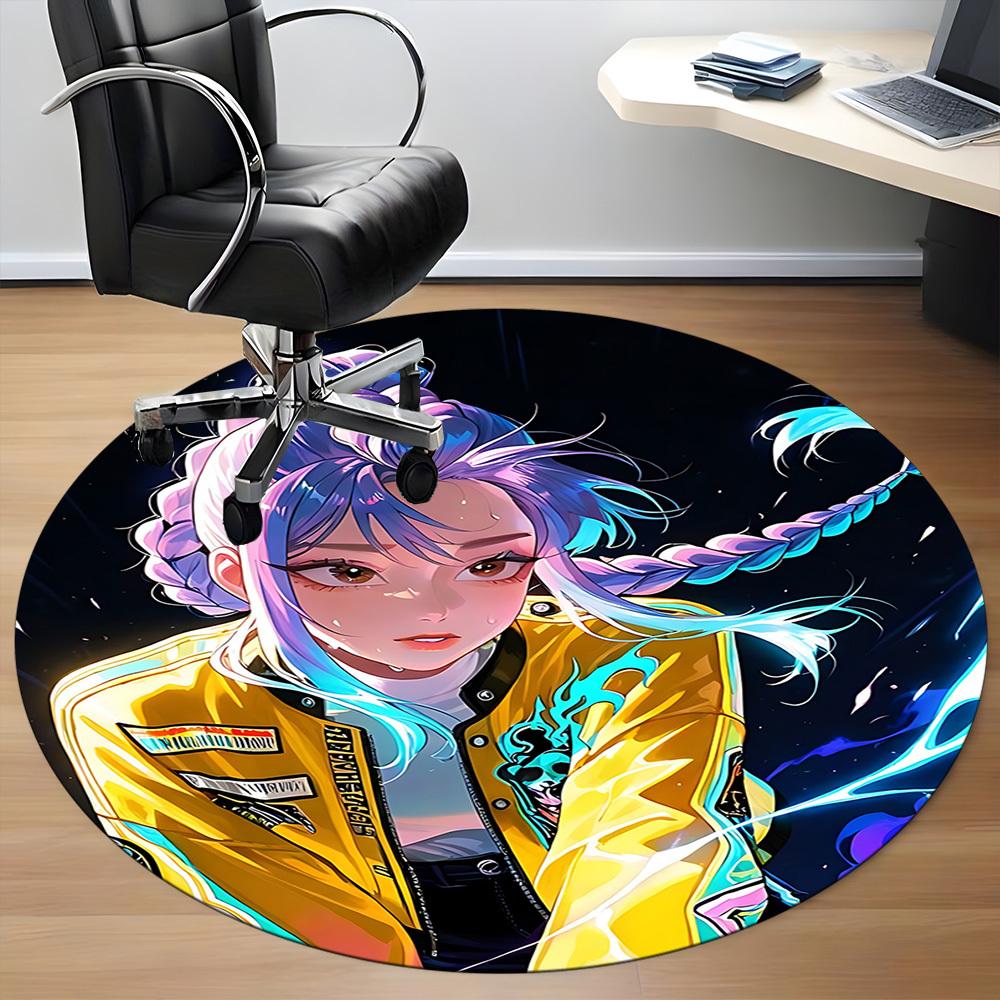 1PC KPop Demon Hunters Office Round Area Rug Suitable For Office, Under Office Chairs Bedroom Living Room Home Decor, Room Deco T1224010