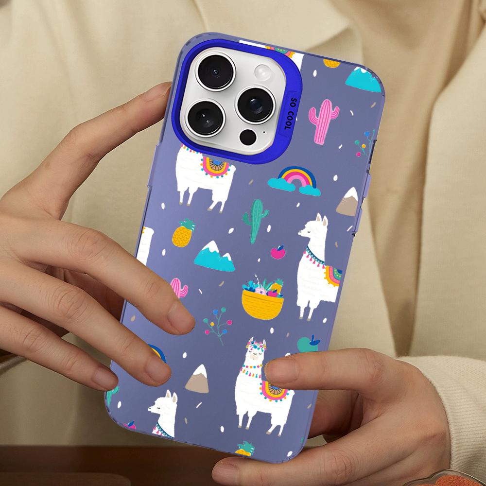 Alpaca Animals Cartoon Colorful Phone Case For IPhone 18 16 15 14 13 12 11 Pro Max X XR XSMAX 8 Matte Shockproof Back Cover