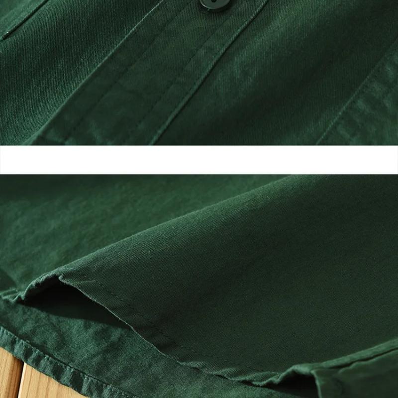 Рубашки-карго в японском стиле для мужчин, летняя рубашка с коротким рукавом, 100% чистый хлопок, повседневные свободные мужские топы, новая модная рубашка с двумя карманами для молодежи