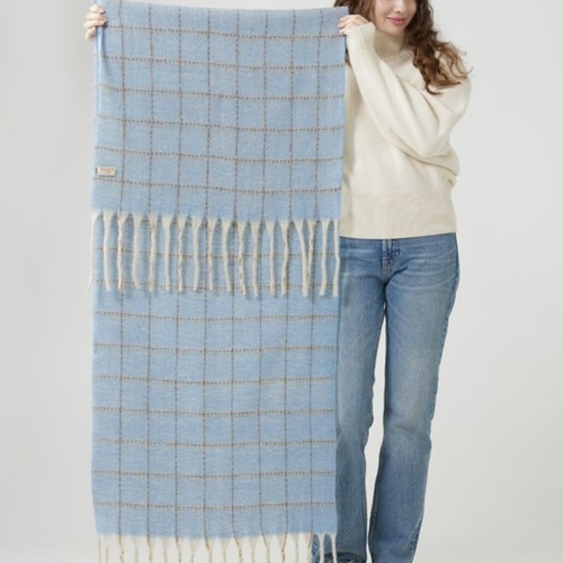 Шарф DENTS в клетку «Оконная рама» - Светло-синий