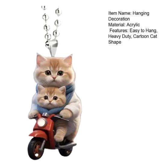 Motorbike Cat Acrylic Hanging Decoration Home Indoor Christmas Tree Car Rearview Mirror 2D Flat Riding