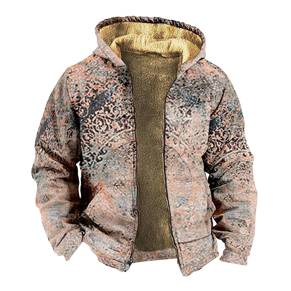 Мужской индивидуальный повседневный свитер на молнии с длинным рукавом и принтом, толстый хлопковый костюм, зимний костюм