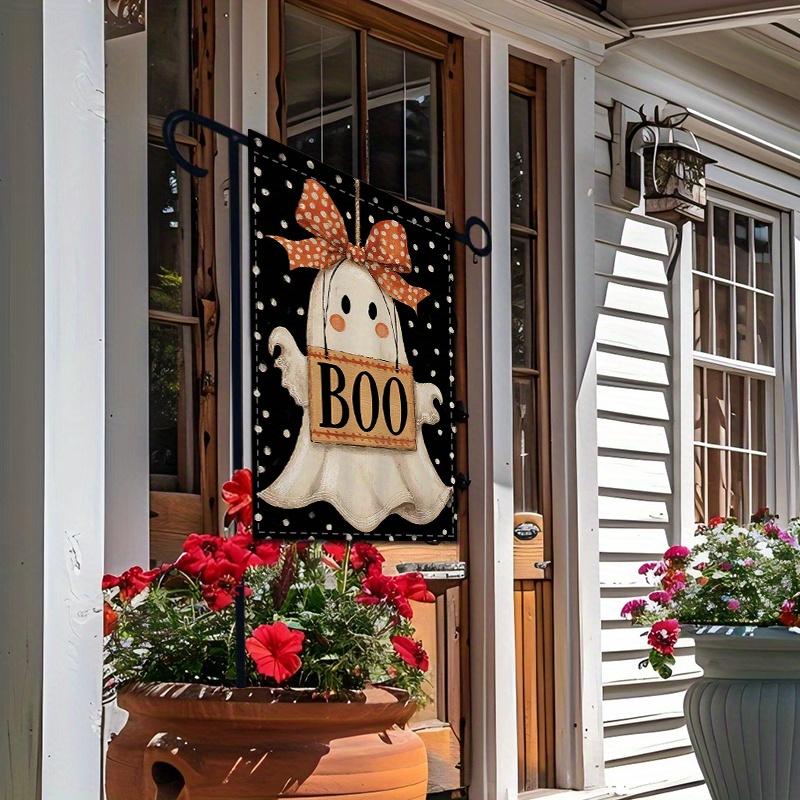 1pc Double-Sided Halloween Garden Flag - Party -  Easy Hang with Hooks - Spooky Halloween Decor, Festive Porch Display