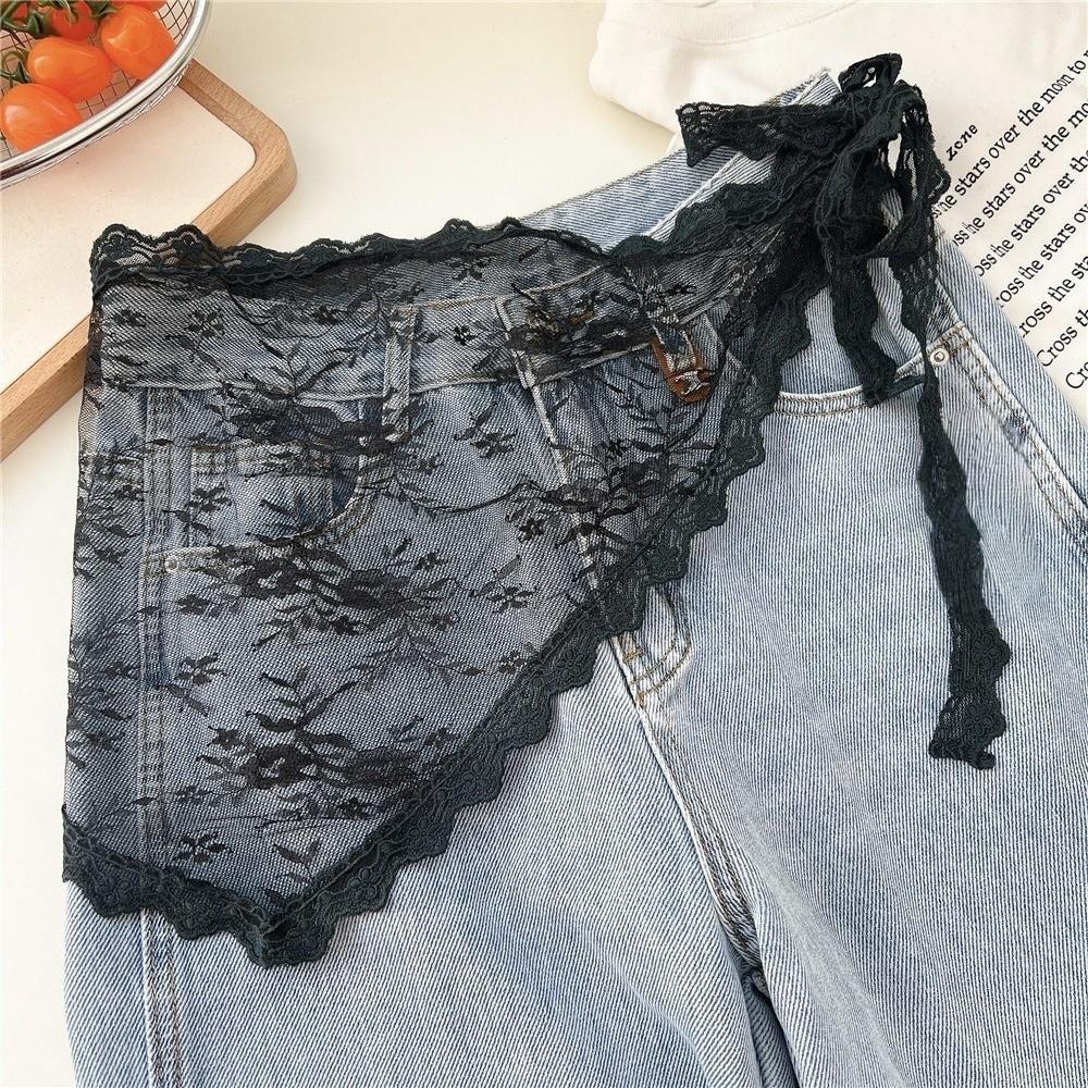 Y2K Triangle Apron Embroidery Outwear Mini Skirt Fashion Waist Scarf  Streetwear