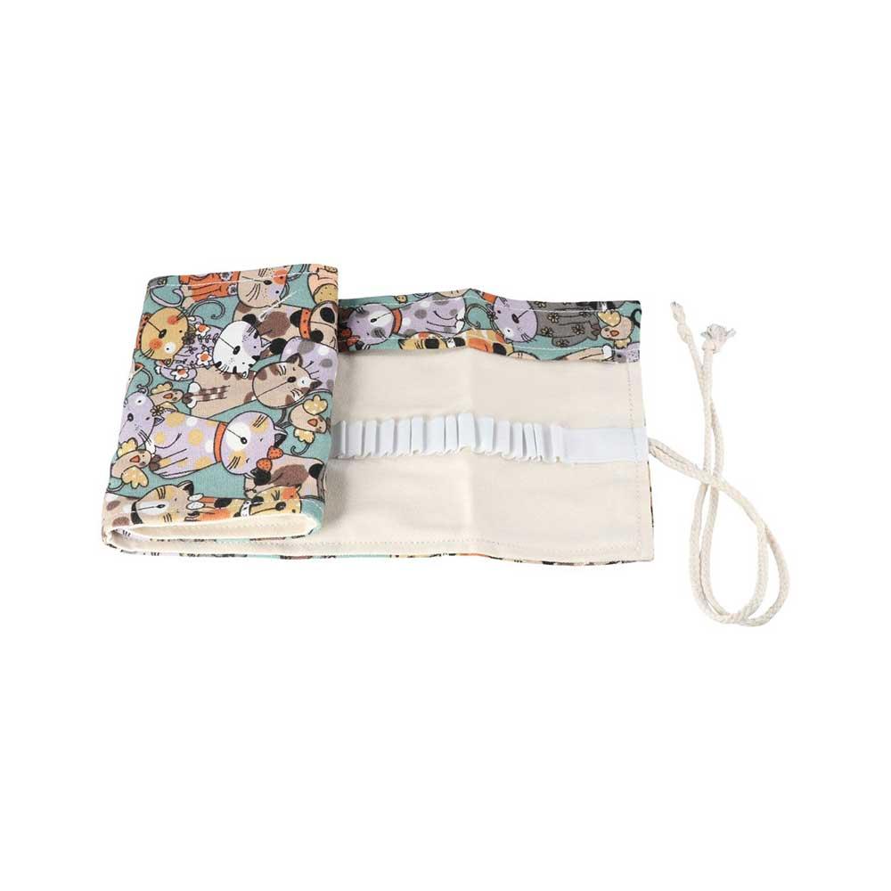 Дыры Ролл Школьные принадлежности Холст Милый Кот Сумка для ручек Пенал Пеналы Канцелярский мешочек