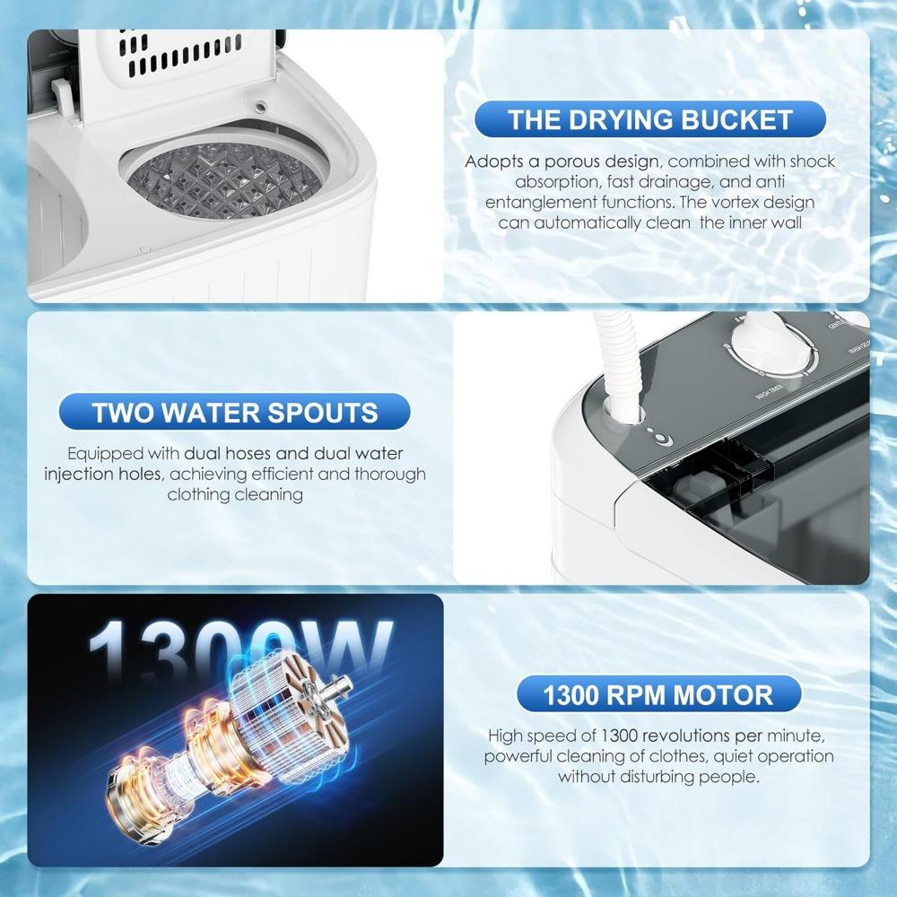 Портативная стиральная машина Superday, 2 в 1, компактная мини-стиральная машина с двумя барабанами и центрифугой, 17,6 фунтов